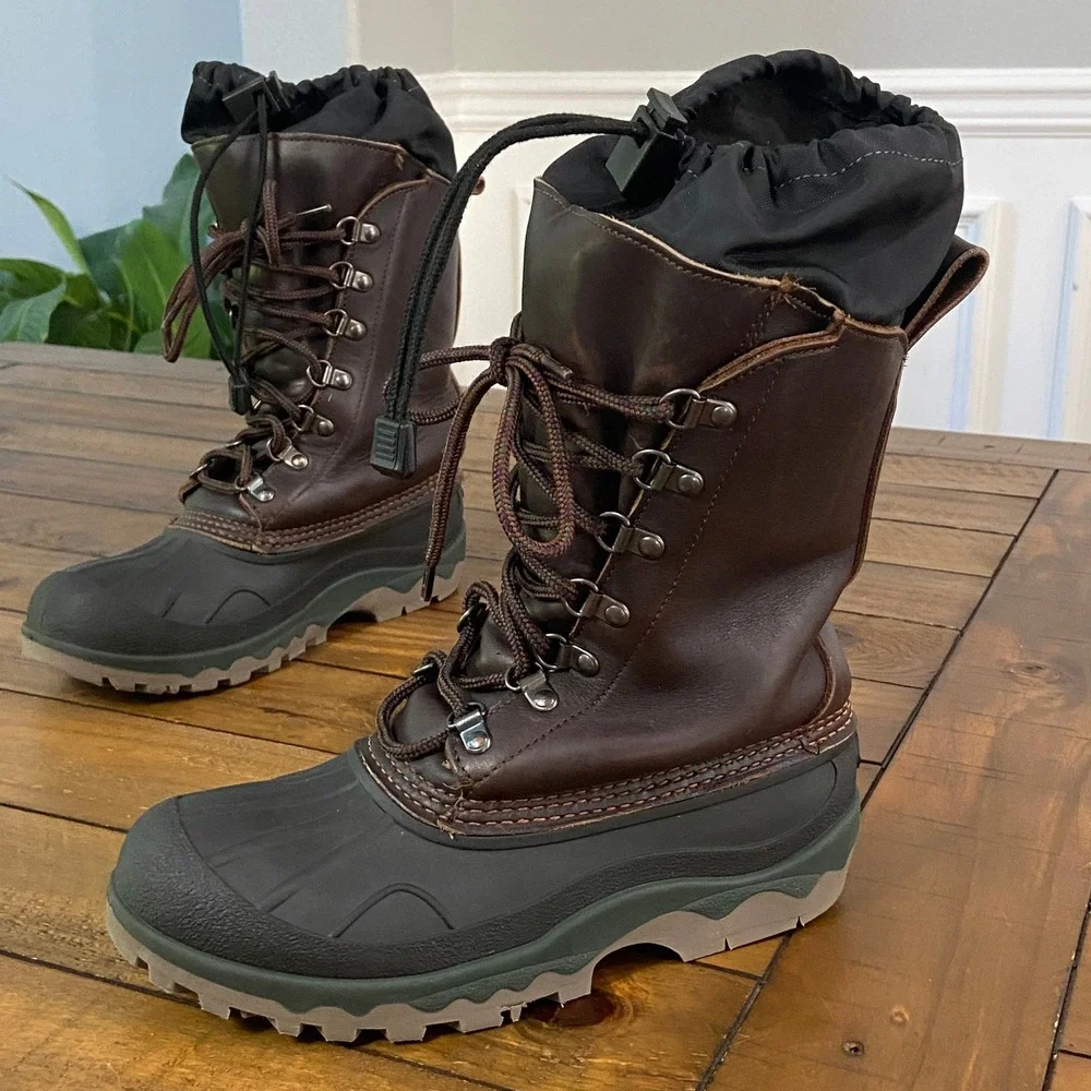 LL Bean Wildcat Boots Mens Brown Leather Insulated Winter Duck boots womens 9.5